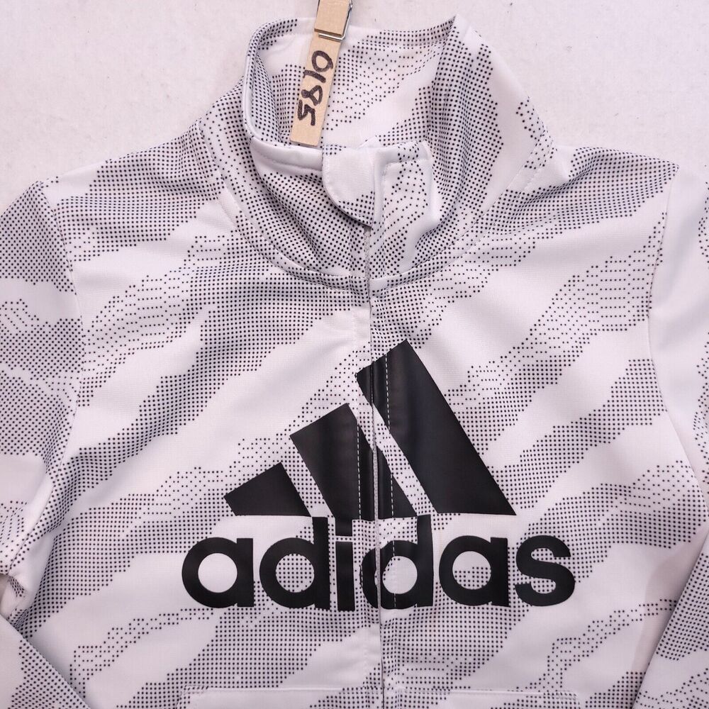 Adidas Zip Up Casual Long Sleeve Sweatshirt Youth Boys Size 4 White Gray Black